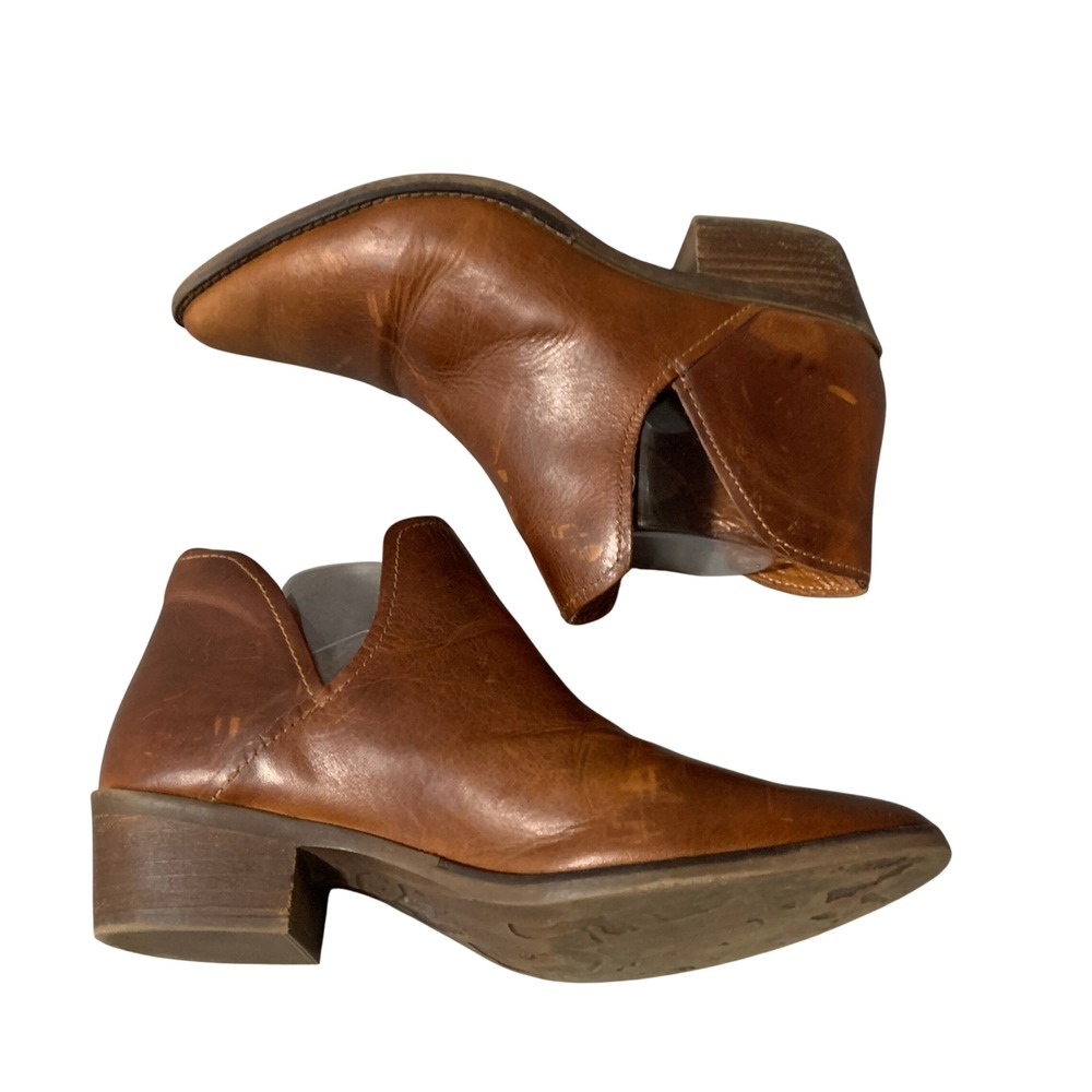 Steve Madden Austin Brown Leather V Cut Ankle Boots Women's Size 9.5 M Western - Picture 2 of 13